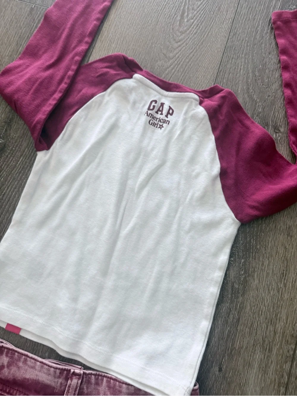 GAP American Girl Raglan Long-Sleeve Top with Burgundy Washed Skirt